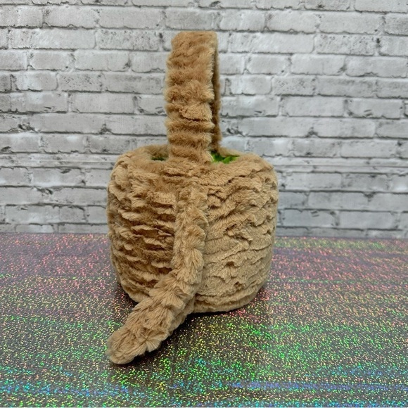 Animal Adventures Tan Bunny Rabbit EASTER BASKET Cuddly Plush Green Fabric Lined - Picture 3 of 10